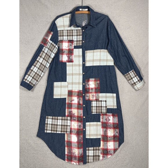 Origami By Viven Dresses & Skirts - Origami Dress Size S Denim Patchwork Quilt Midi Oversized Lagenlook Cottagecore